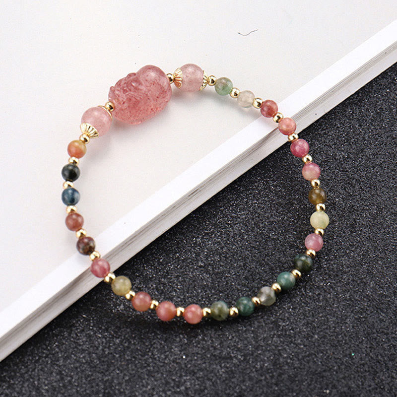 Tourmaline Garnet Pixiu 14-15cm Protection Bracelet