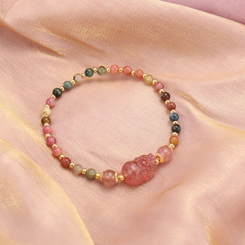 Tourmaline Garnet Pixiu 14-15cm Protection Bracelet