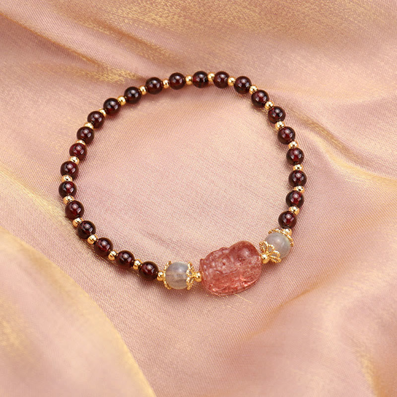 Tourmaline Garnet Pixiu 14-15cm Protection Bracelet