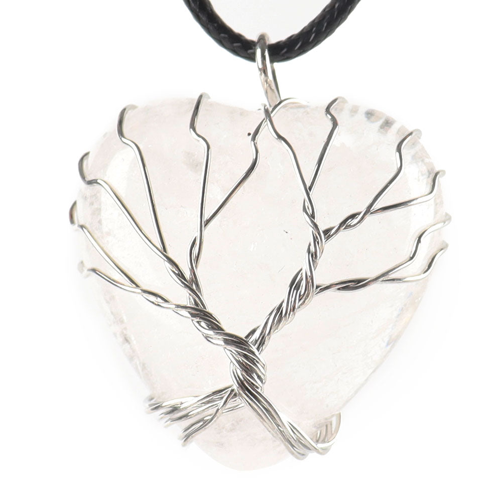 Tree of Life Heart Pendant with Silver Wire Wrap