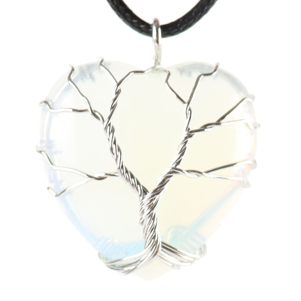 Tree of Life Heart Pendant with Silver Wire Wrap