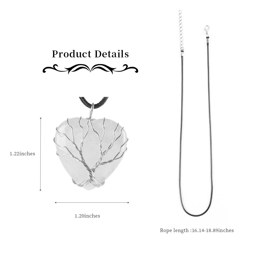 Tree of Life Heart Pendant with Silver Wire Wrap