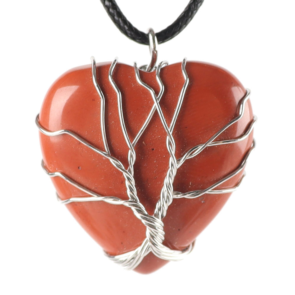 Tree of Life Heart Pendant with Silver Wire Wrap