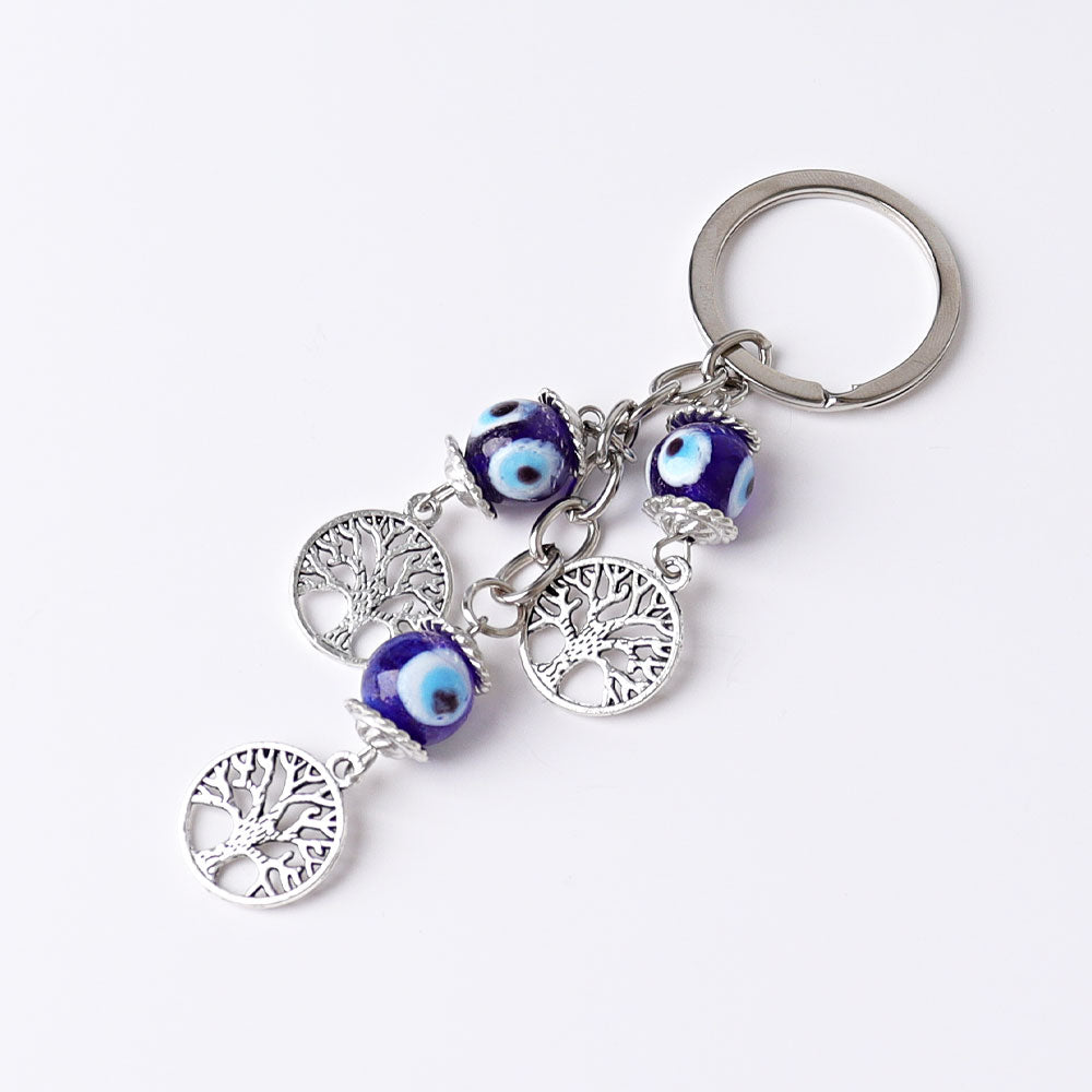 Tree of Life Key Chain with Three Devil's Eye Beads