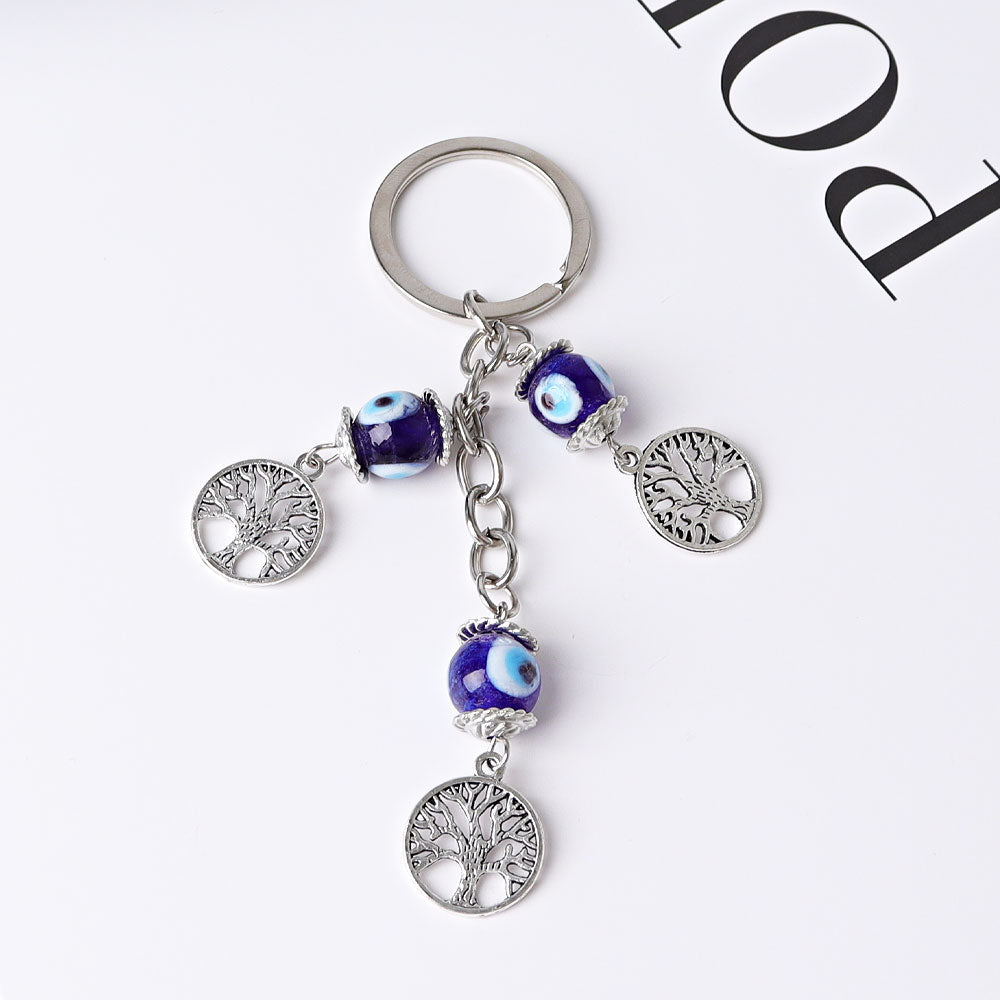 Tree of Life Key Chain with Three Devil's Eye Beads