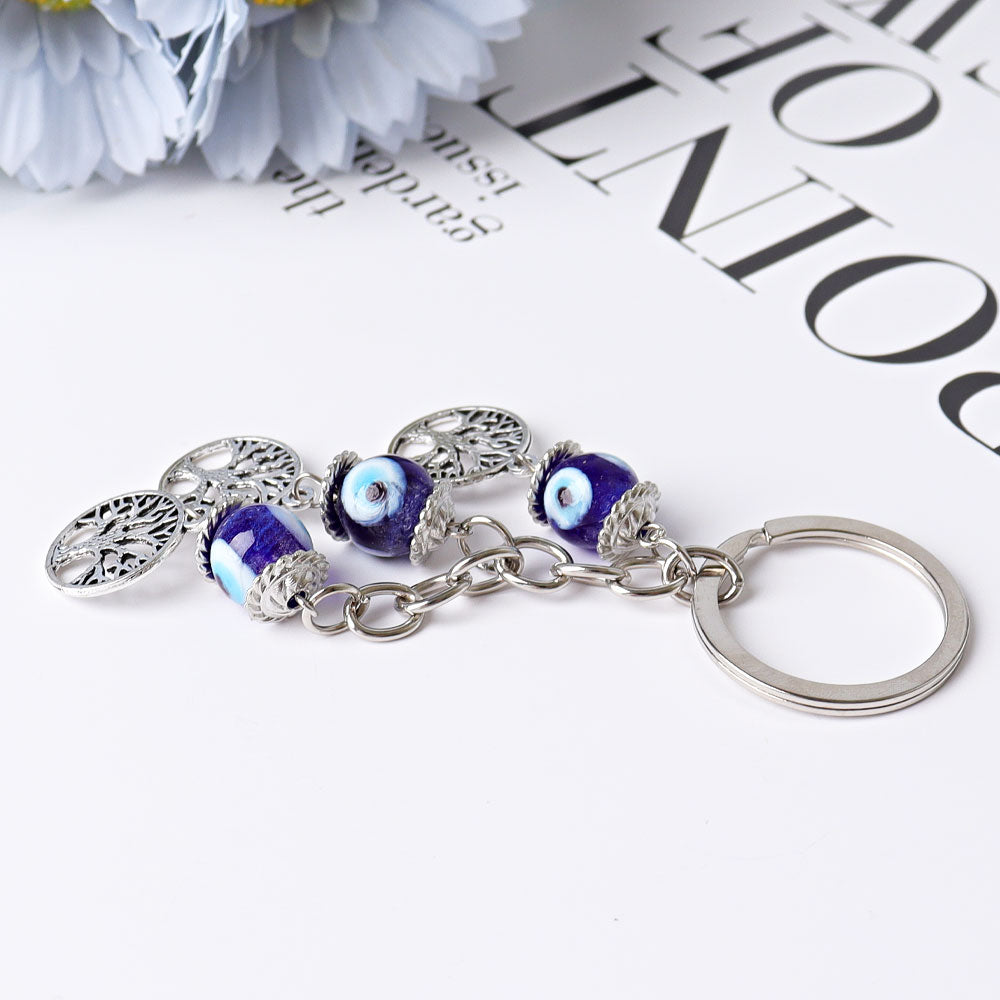 Tree of Life Key Chain with Three Devil's Eye Beads