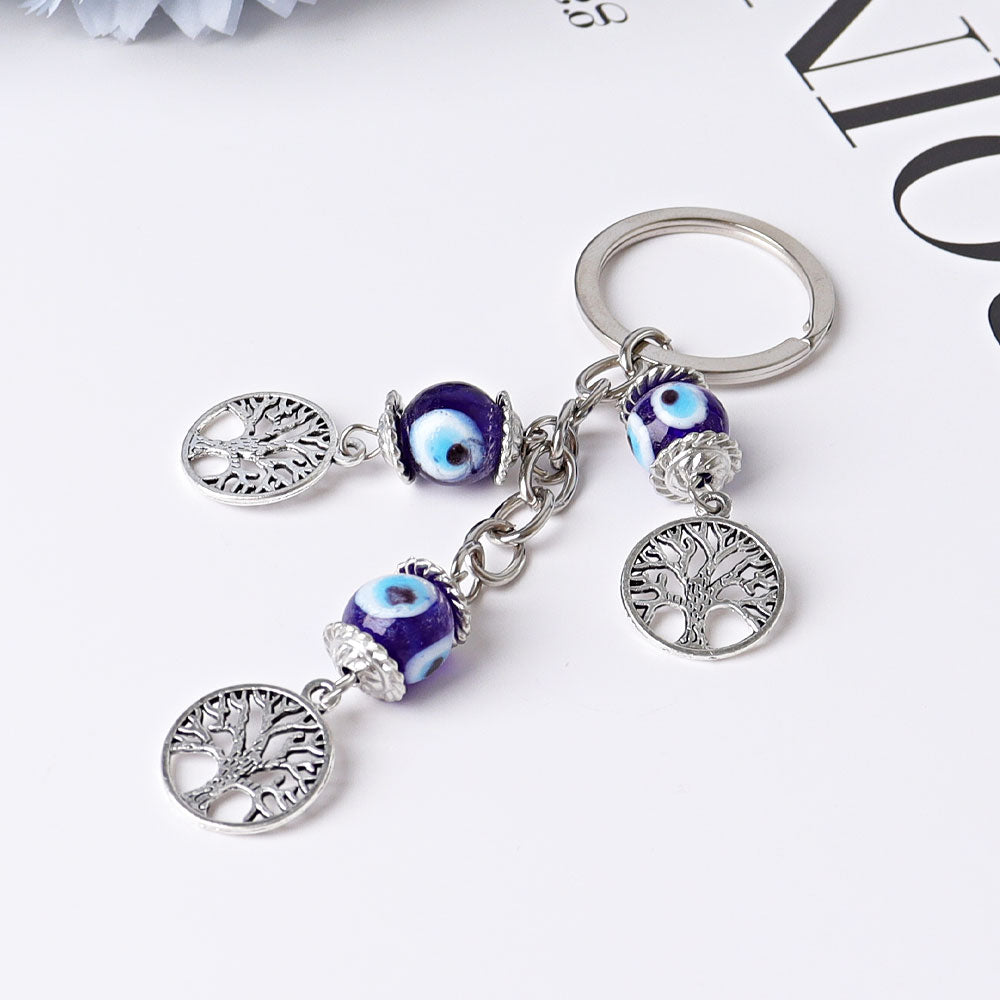 Tree of Life Key Chain with Three Devil's Eye Beads