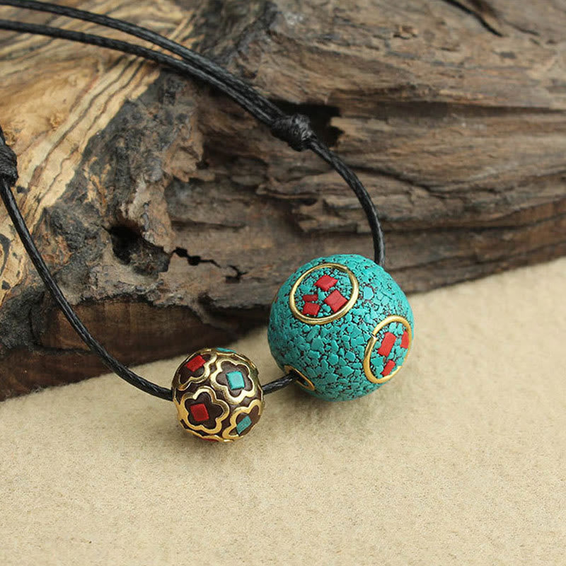 Turquoise Double Bead Protection Necklace Pendant