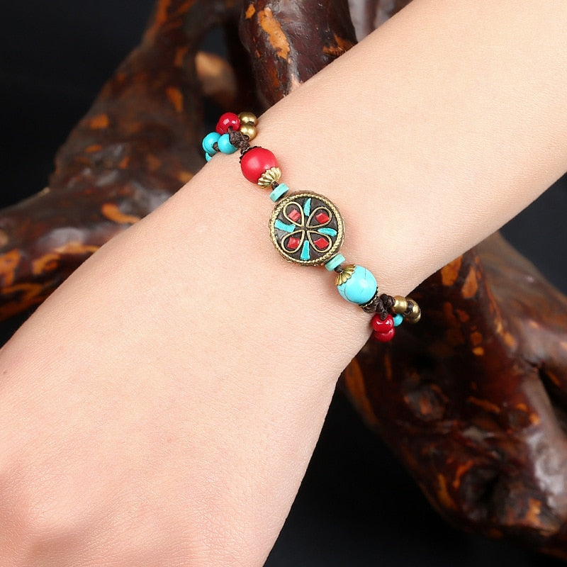 Turquoise Nepalese Bracelet for Tranquil Protection
