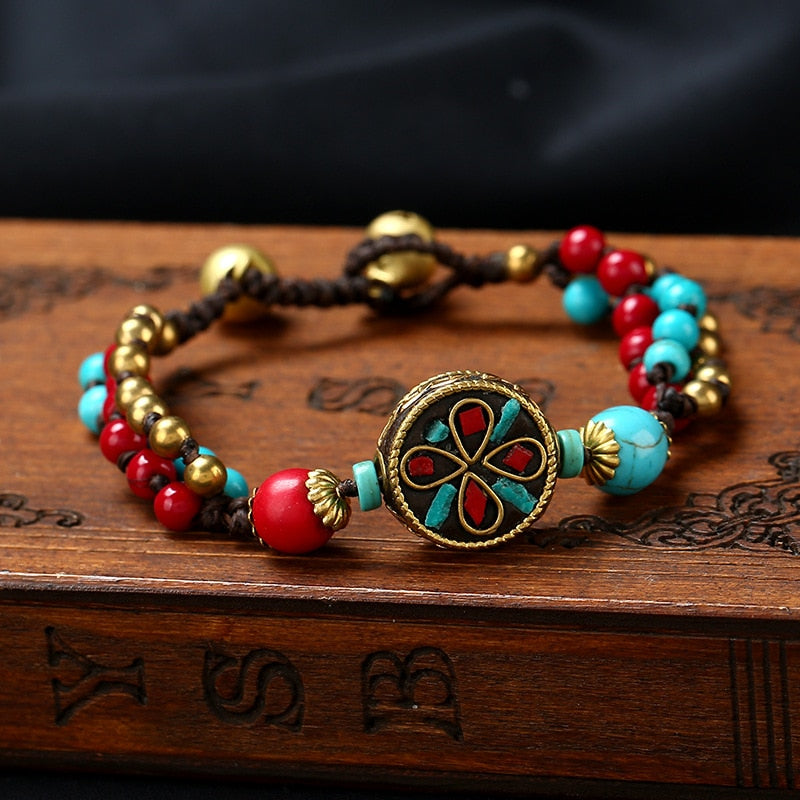 Turquoise Nepalese Bracelet for Tranquil Protection