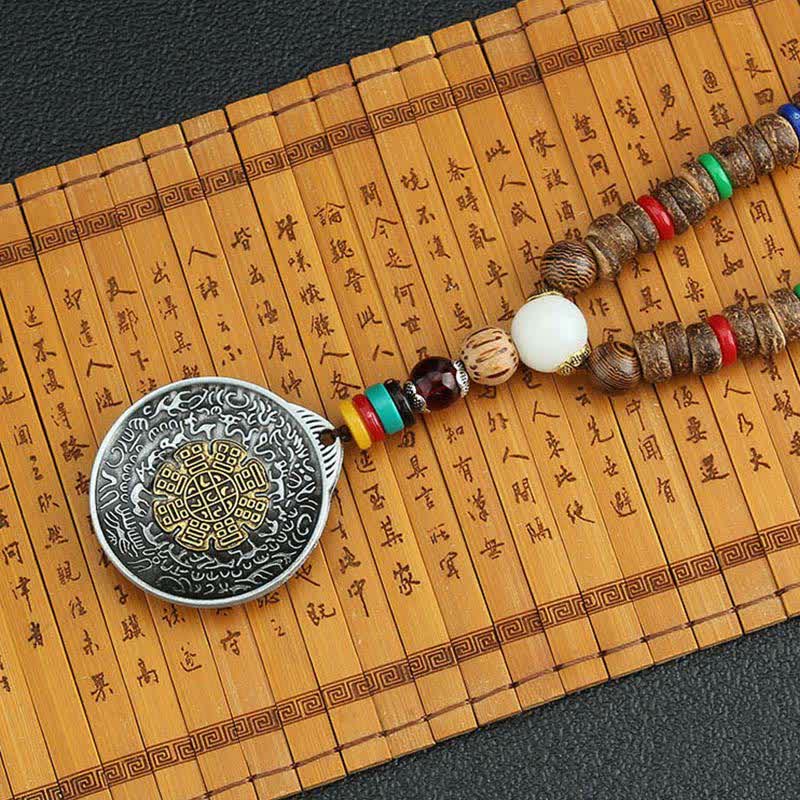 Turquoise Om Mani Padme Hum Prayer Wheel Necklace