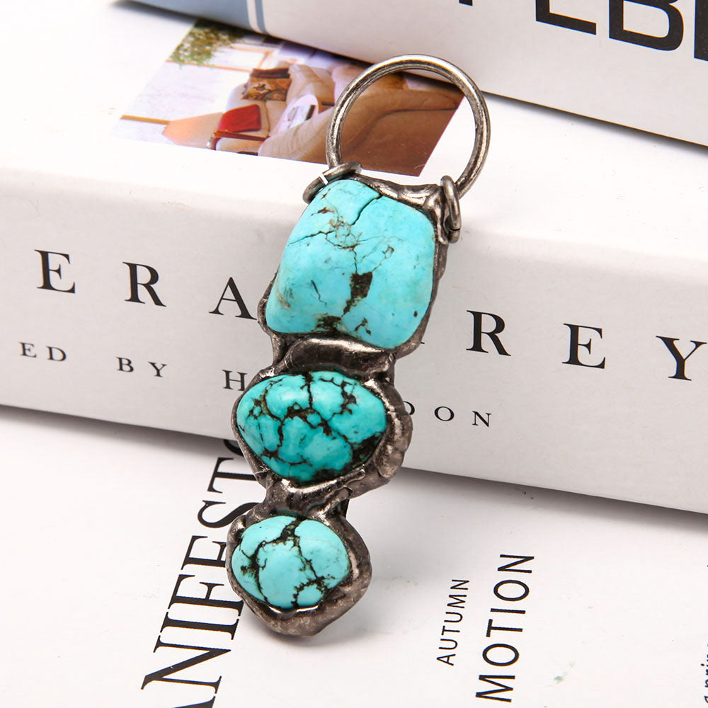 Turquoise Pendant 3.14in Silver Setting Healing Energy