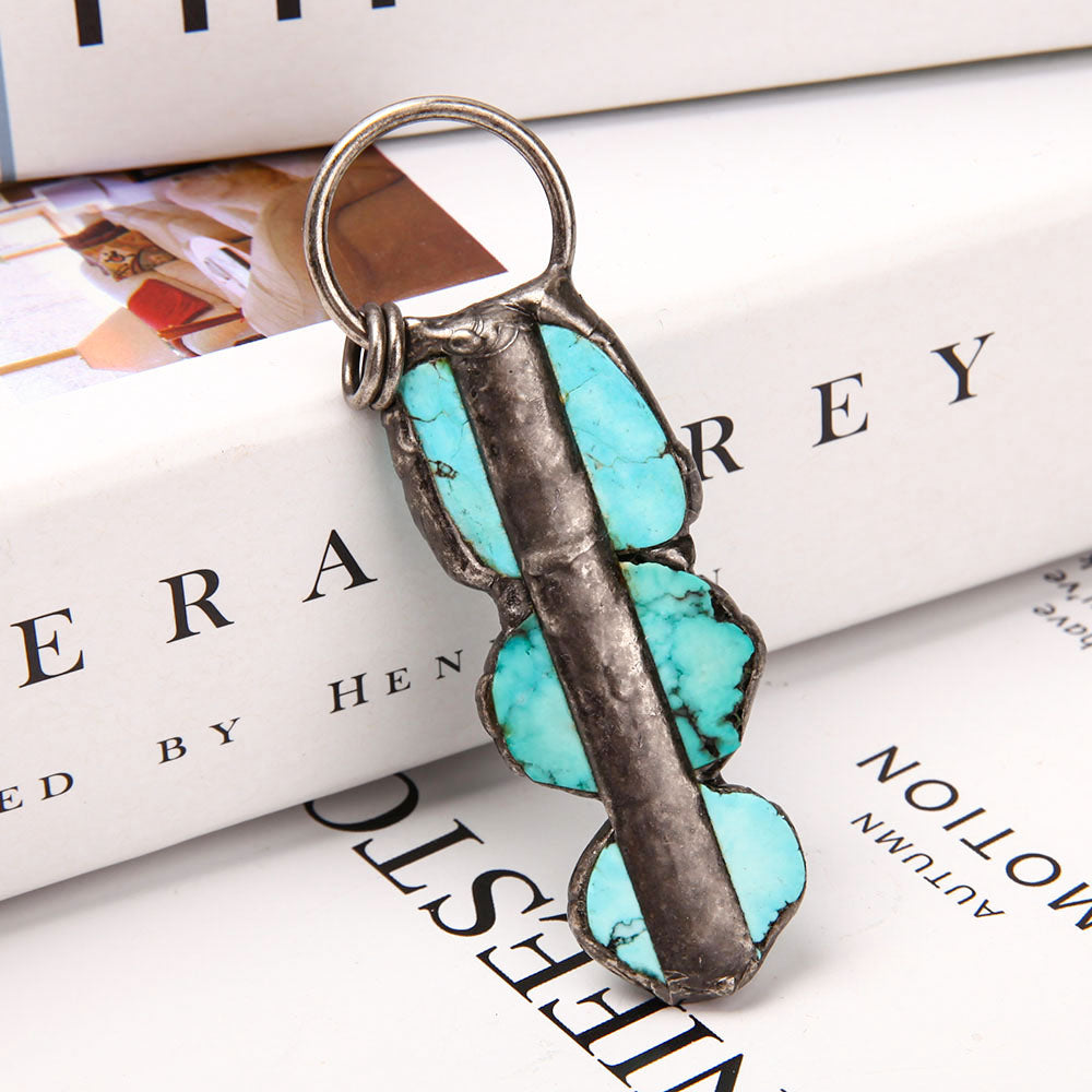 Turquoise Pendant 3.14in Silver Setting Healing Energy