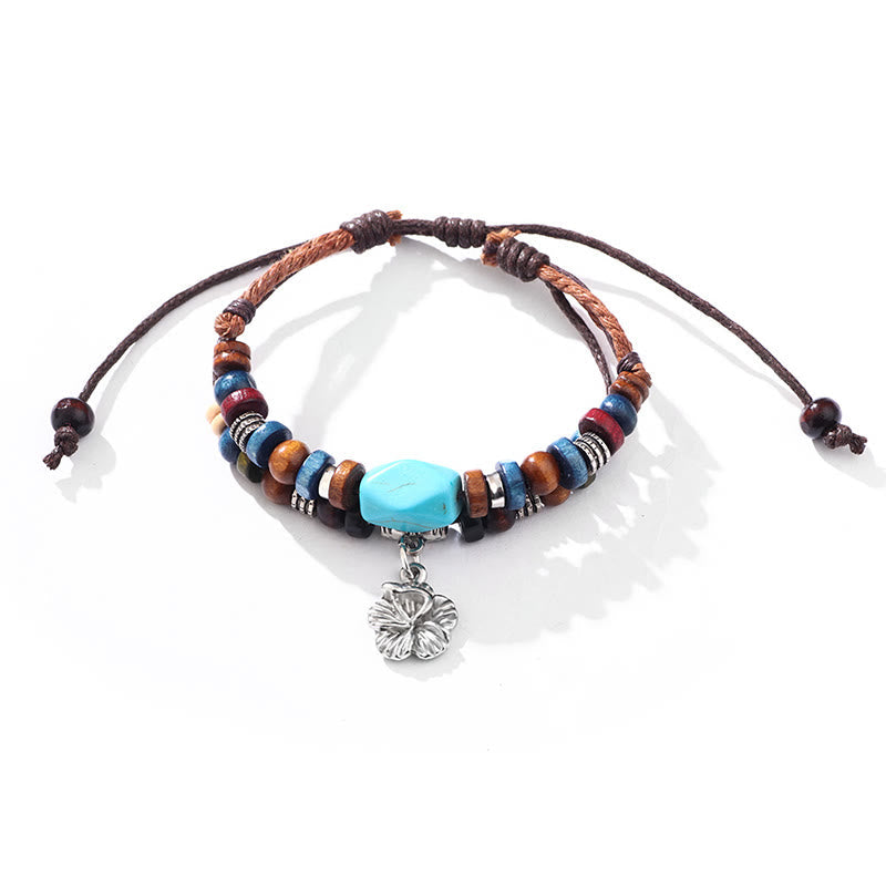 Turquoise Small Flower Double Layer Protection Necklace & Bracelet