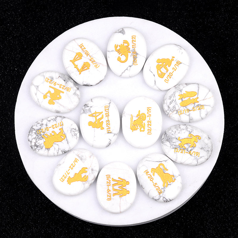 Twelve Constellation Crystal Palm Stones Set