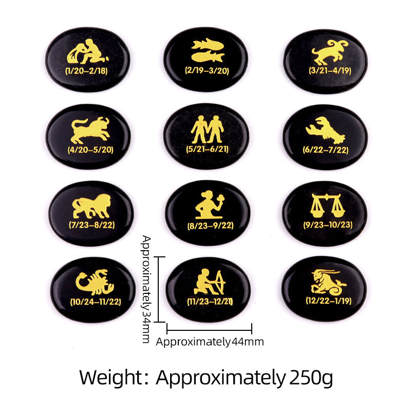 Twelve Constellation Crystal Palm Stones Set