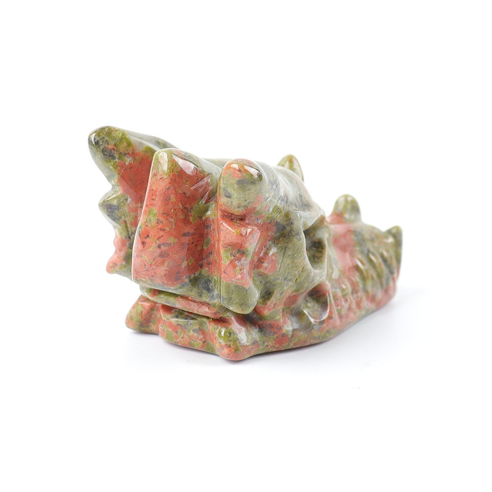 Unakite Crystal Dragon Head Carving 2.57 Inch Figurine