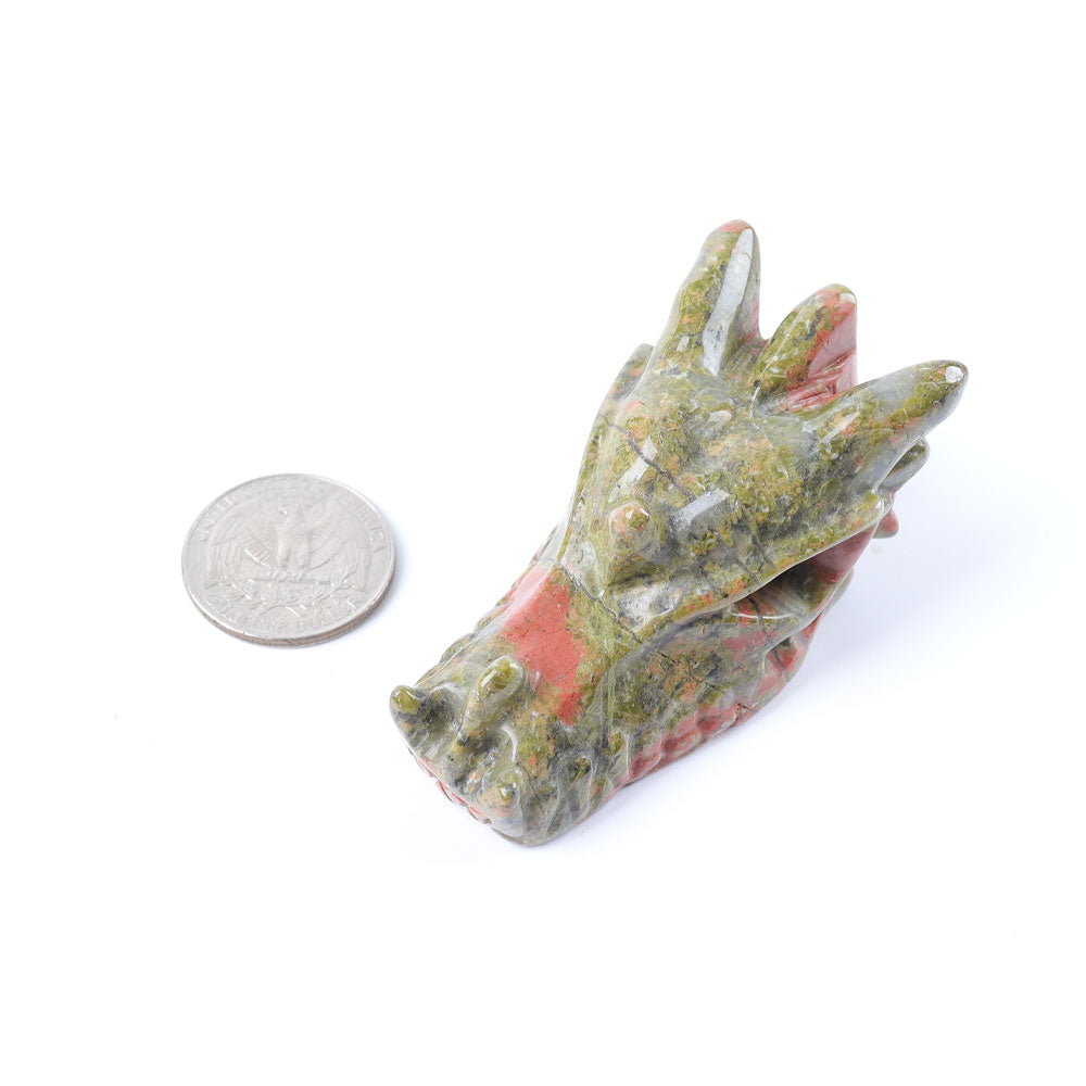 Unakite Crystal Dragon Head Carving 2.57 Inch Figurine