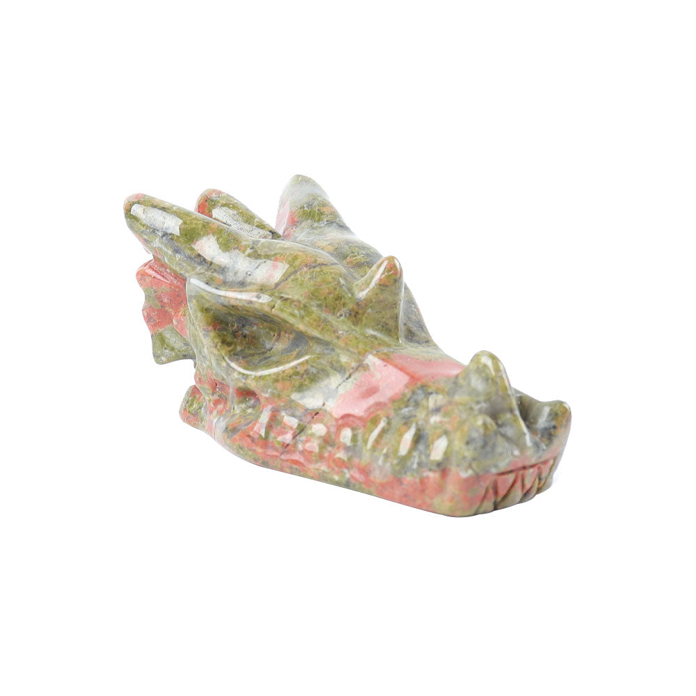 Unakite Crystal Dragon Head Carving 2.57 Inch Figurine