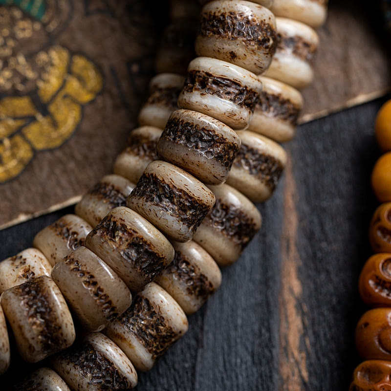 Unisex 108 Bead Tibetan Yak Bone Strength Bracelet