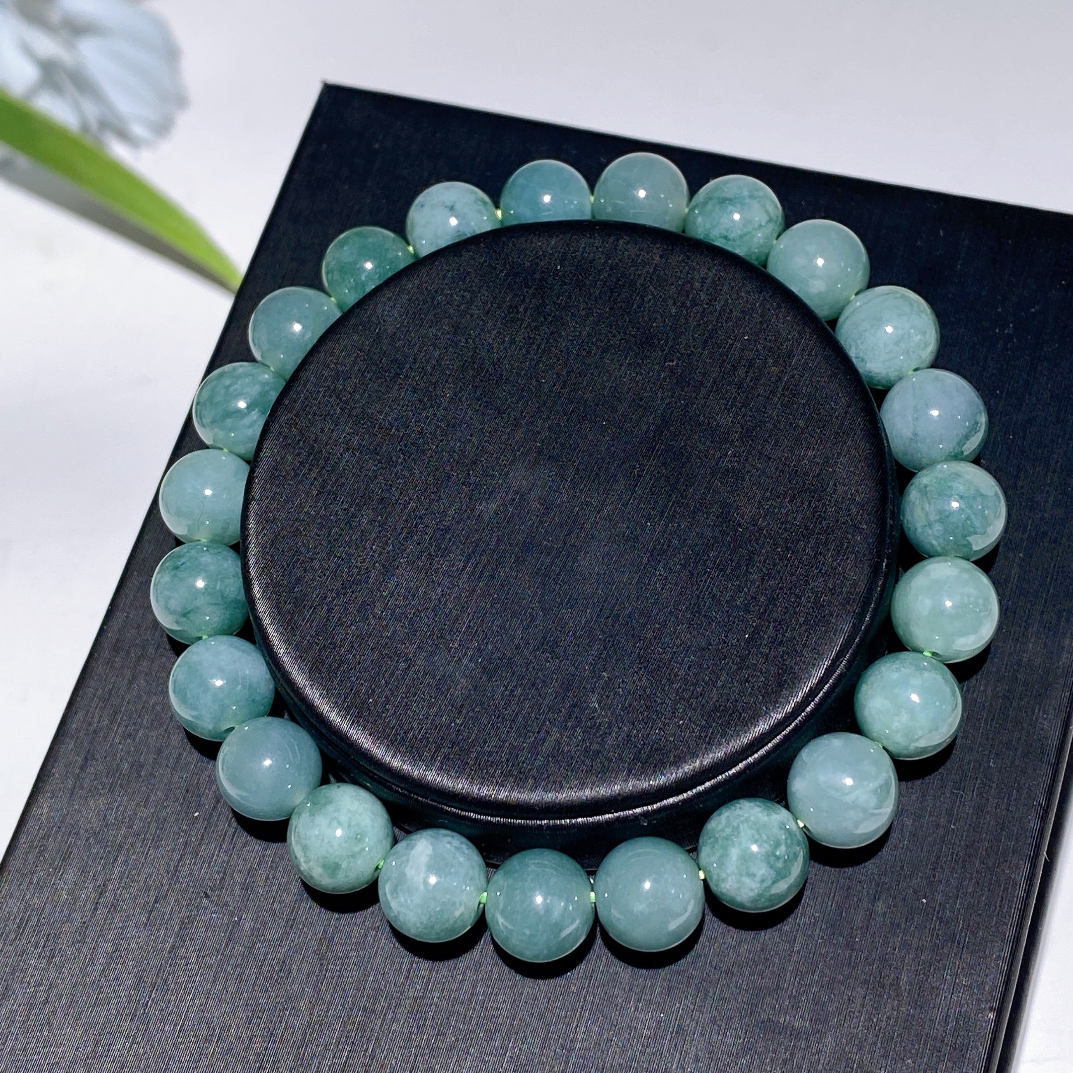 Unisex 8-16mm Rose Quartz Jadeite Blue Flower Agate Bracelet for Healing