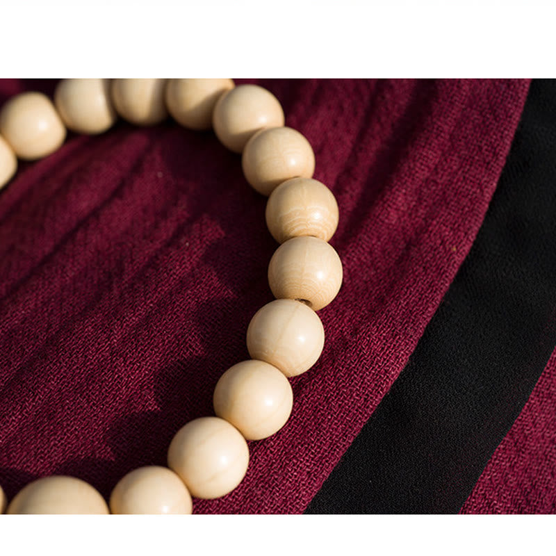 Unisex Abelia Biflora Wood Wrist Mala Bracelet 10mm