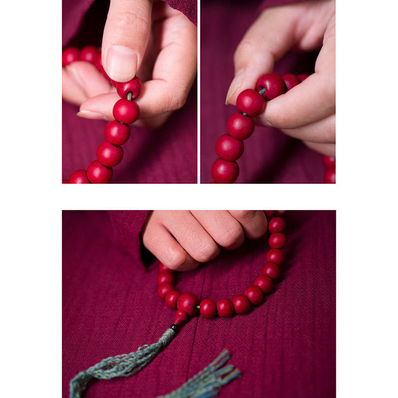 Unisex Abelia Biflora Wood Wrist Mala for Protection & Blessing