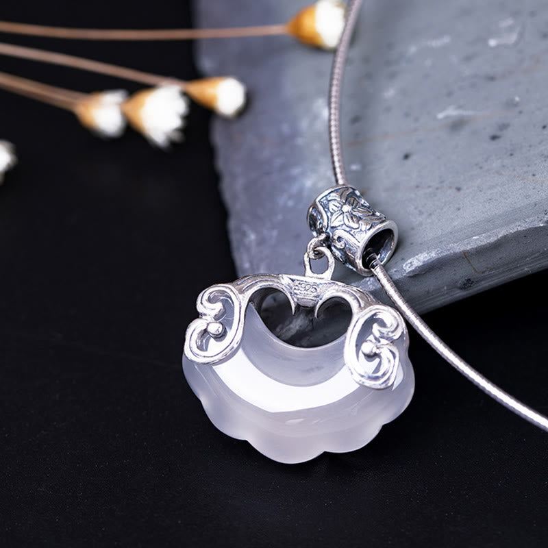 Unisex Chalcedony Koi Fish Sterling Silver Luck Necklace