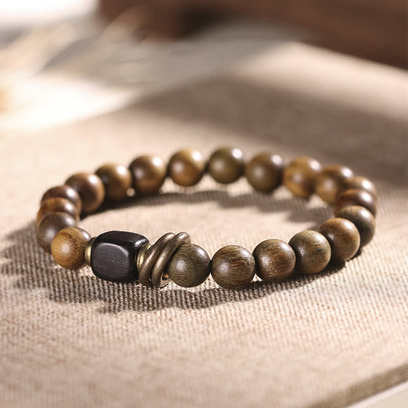 Unisex Green Sandalwood Soothing Peace Bracelet 8mm Beads