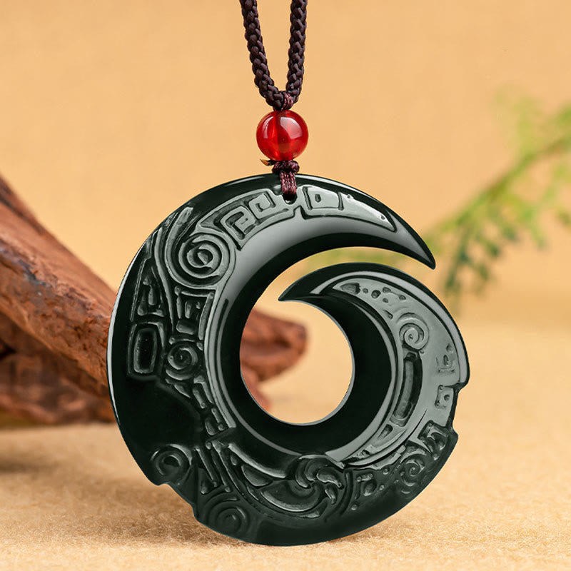 Unisex Hetian Cyan Jade Success Necklace - One's Luck Improves