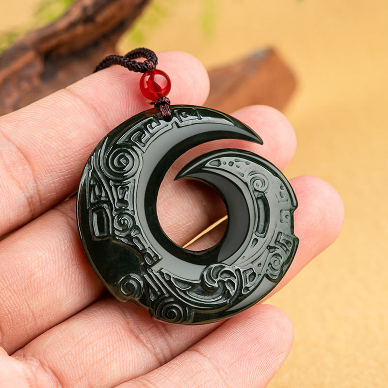 Unisex Hetian Cyan Jade Success Necklace - One's Luck Improves