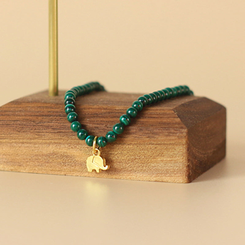 Unisex Malachite Elephant Anti-Anxiety Bracelet 14cm-17cm