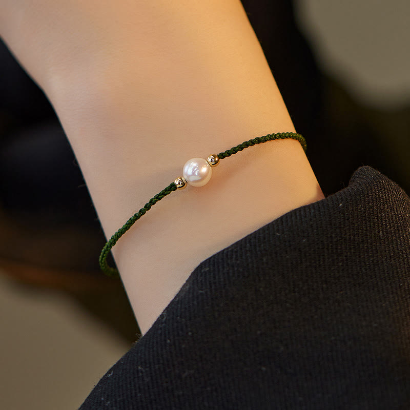 Unisex Pearl Bead Luck Bracelet on Red String 6mm Beads