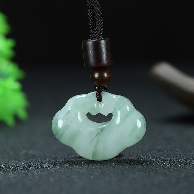 Unisex Tianshan Jade Chinese Lock Abundance Necklace