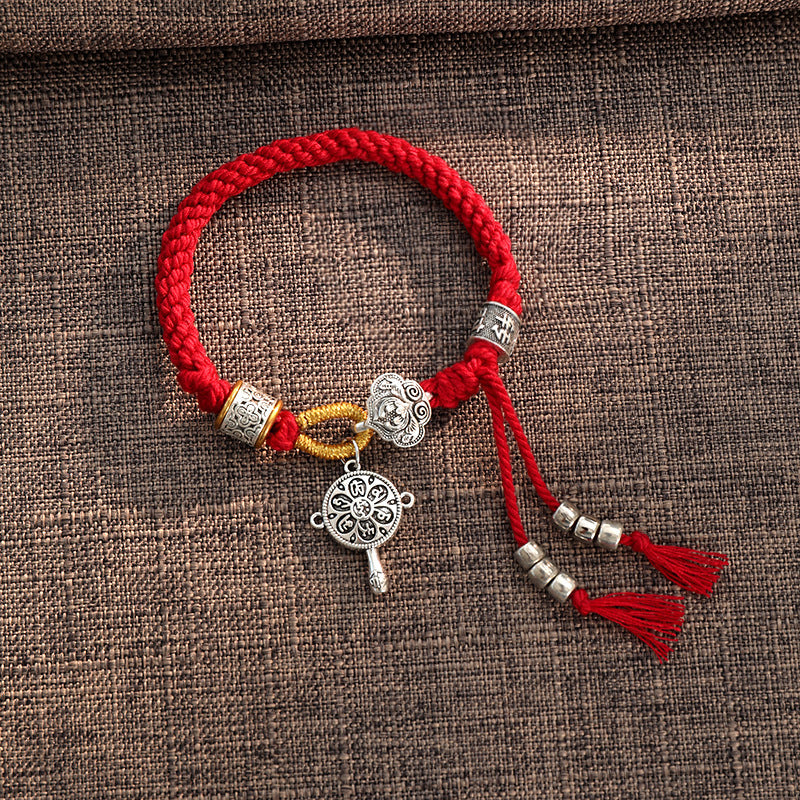 Unisex Tibetan Om Mani Padme Hum Fu Luck Braided Bracelet