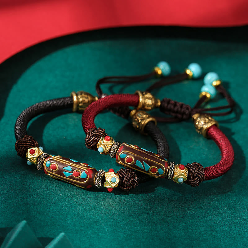Unisex Tibetan Turquoise Om Mani Padme Hum Strength Bracelet
