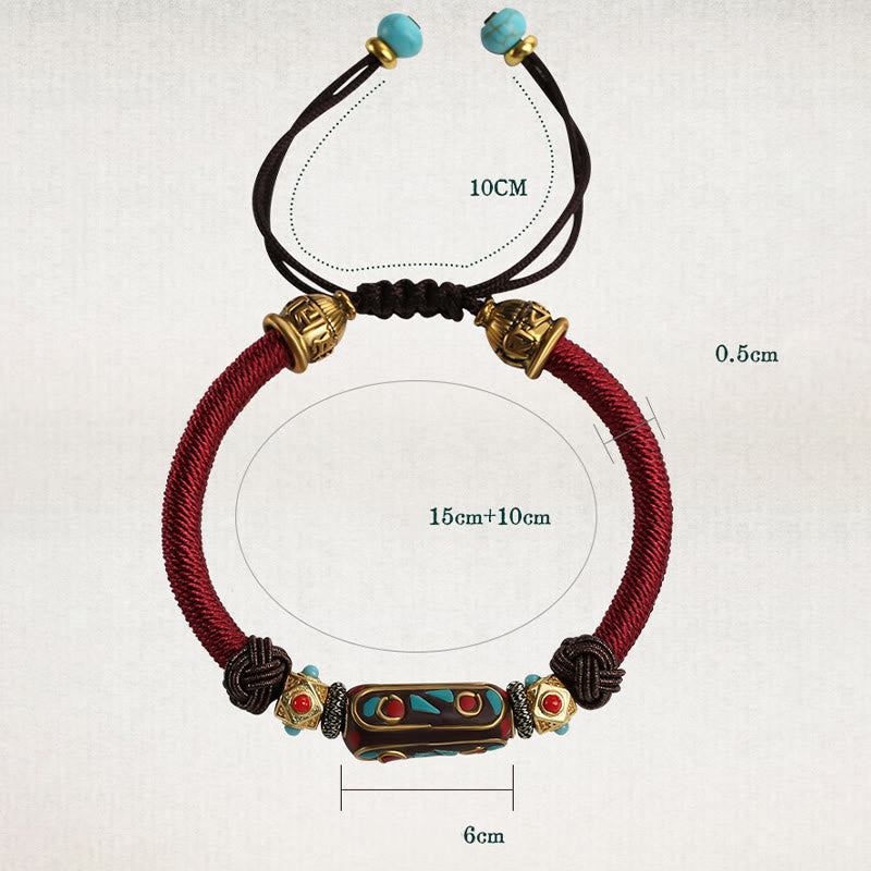 Unisex Tibetan Turquoise Om Mani Padme Hum Strength Bracelet