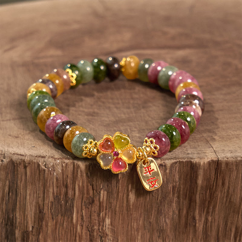 Unisex Tourmaline Jade Safe & Well Love Bracelet 14-16cm