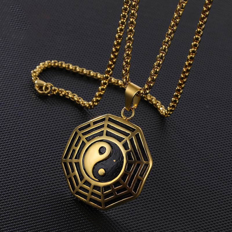 Unisex Yin Yang Bagua Titanium Steel Necklace Pendant