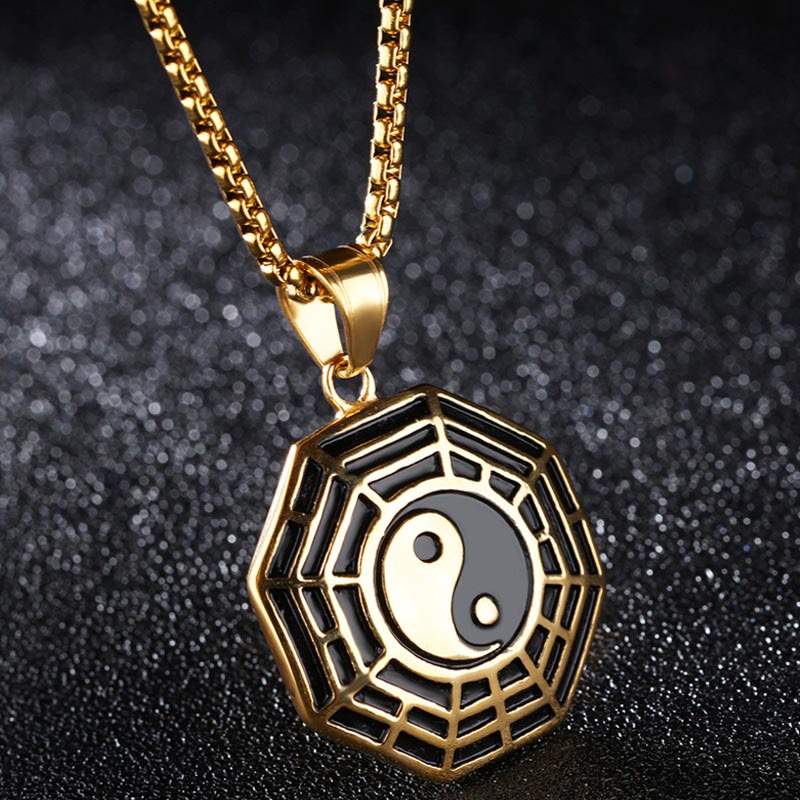 Unisex Yin Yang Bagua Titanium Steel Necklace Pendant