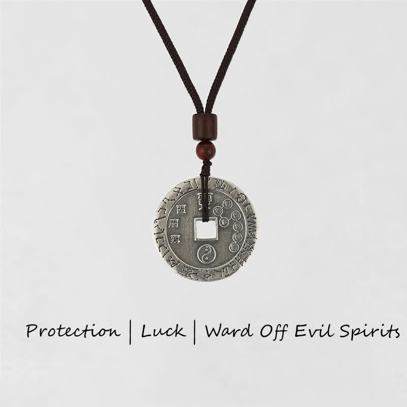 Unisex Yin Yang Pendant Necklace in White Copper Silver - Balance Symbol