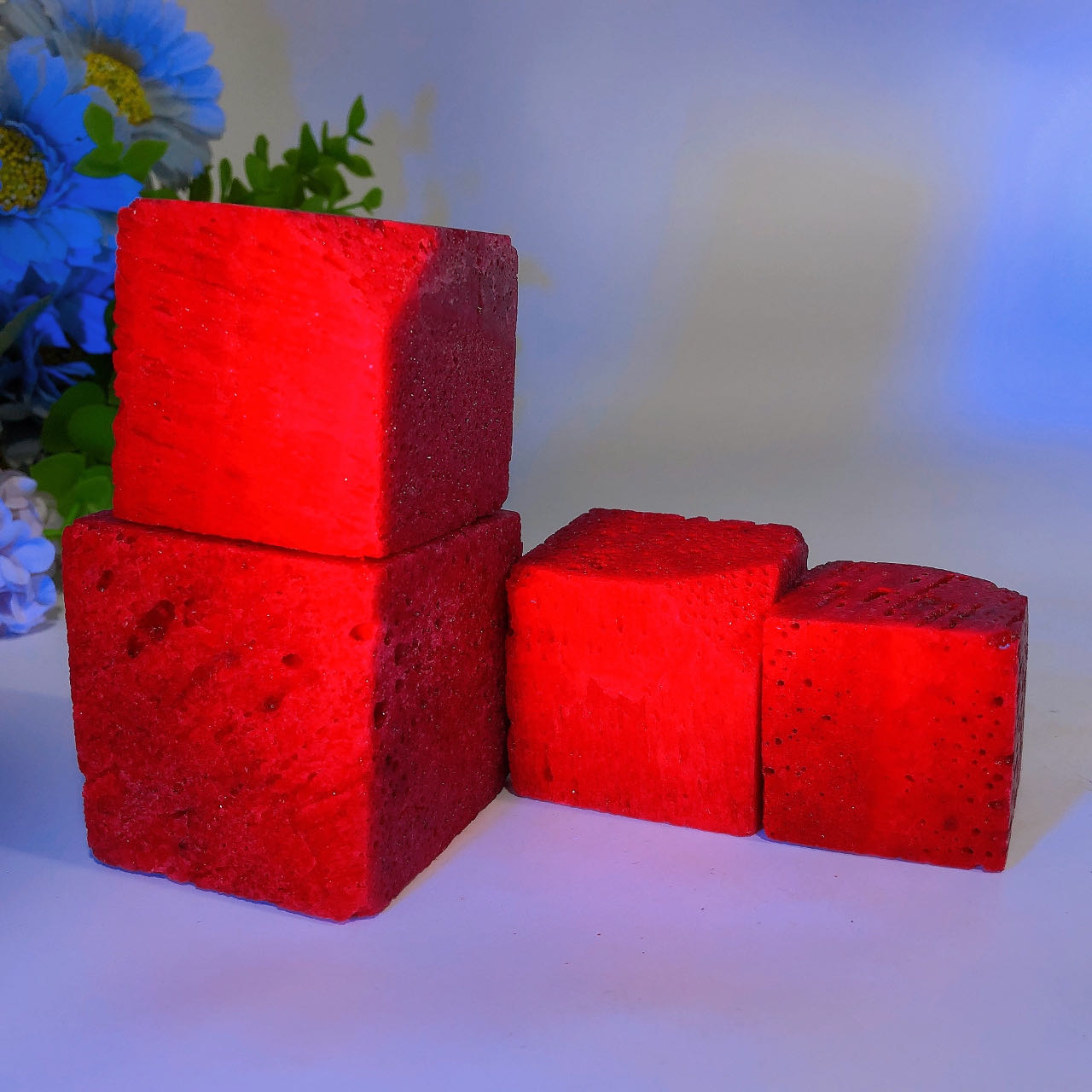 UV Reactive Honeycomb Calcite Crystal Cube 1.3-2.4 Inch Healing Carving