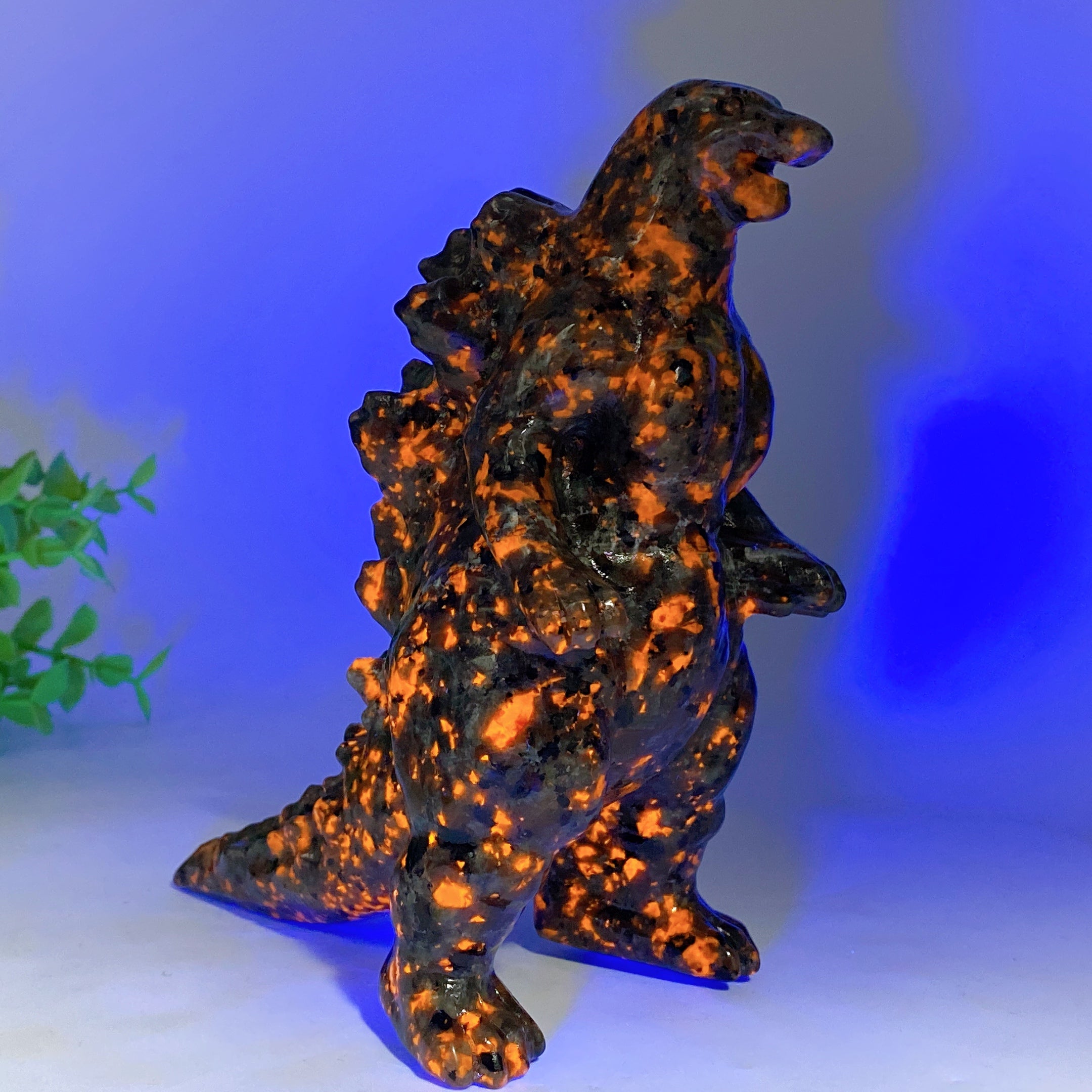 UV Reactive Yooperlite Godzilla Crystal Dragon Figurines 2.4-5.8 inch