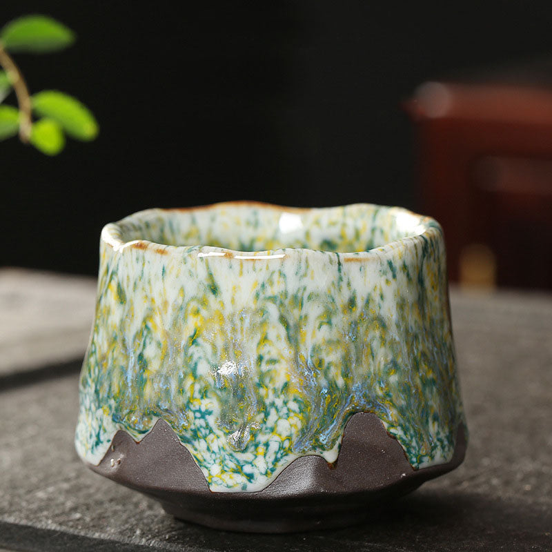 Vibrant Ceramic Zen Teacup 130ml | Orange Red or Green Yellow