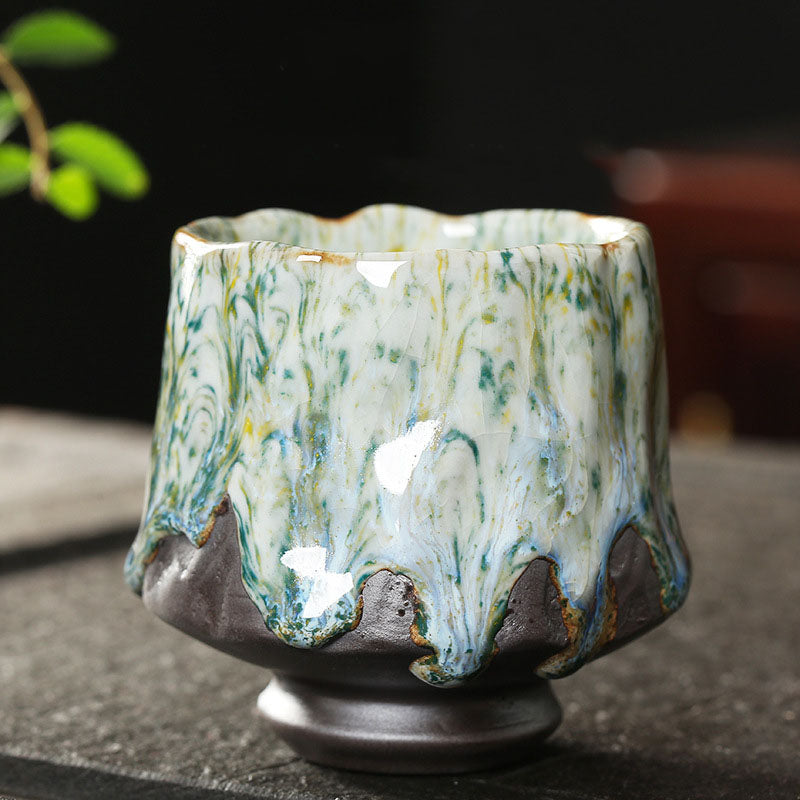 Vibrant Ceramic Zen Teacup 130ml | Orange Red or Green Yellow