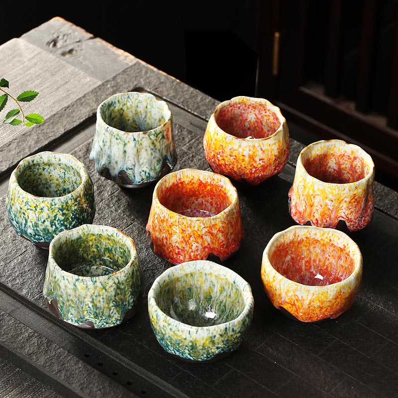Vibrant Ceramic Zen Teacup 130ml | Orange Red or Green Yellow