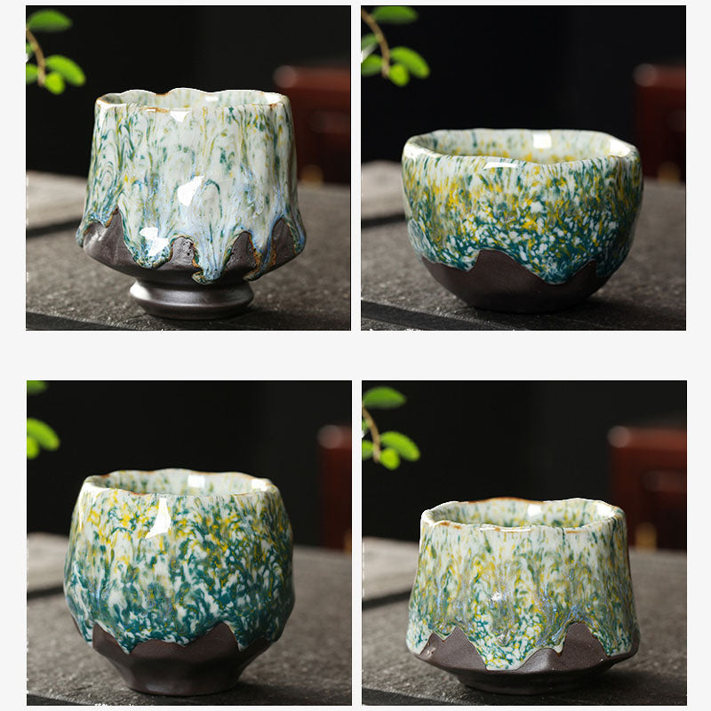 Vibrant Ceramic Zen Teacup 130ml | Orange Red or Green Yellow