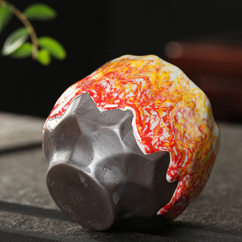 Vibrant Ceramic Zen Teacup 130ml | Orange Red or Green Yellow