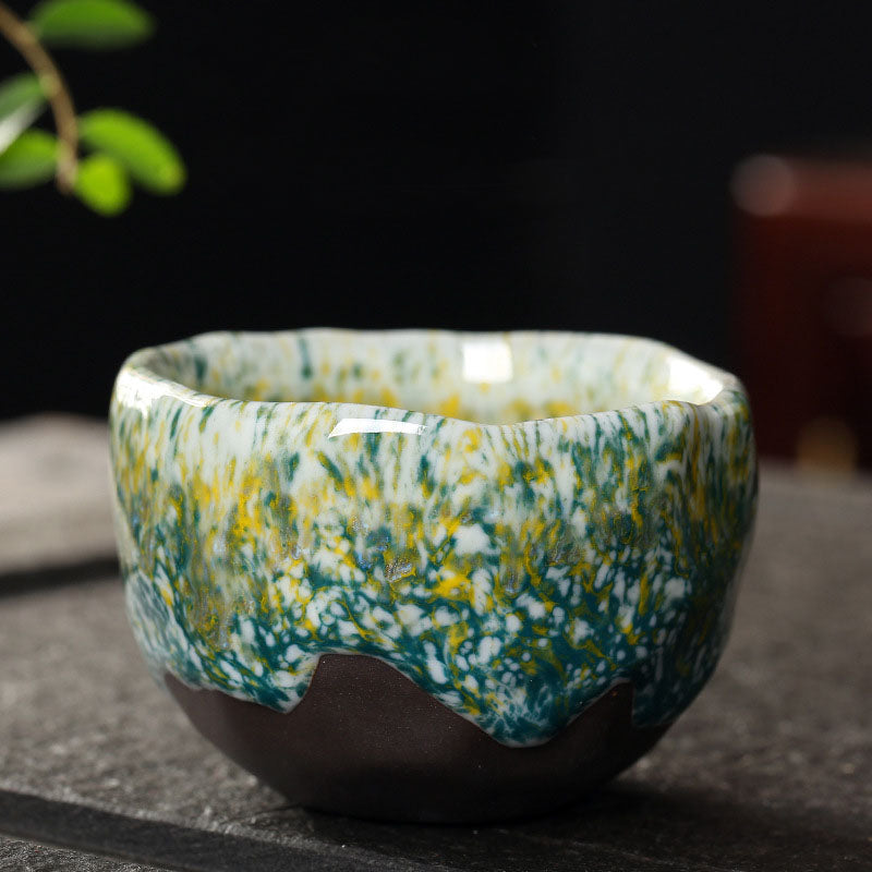 Vibrant Ceramic Zen Teacup 130ml | Orange Red or Green Yellow