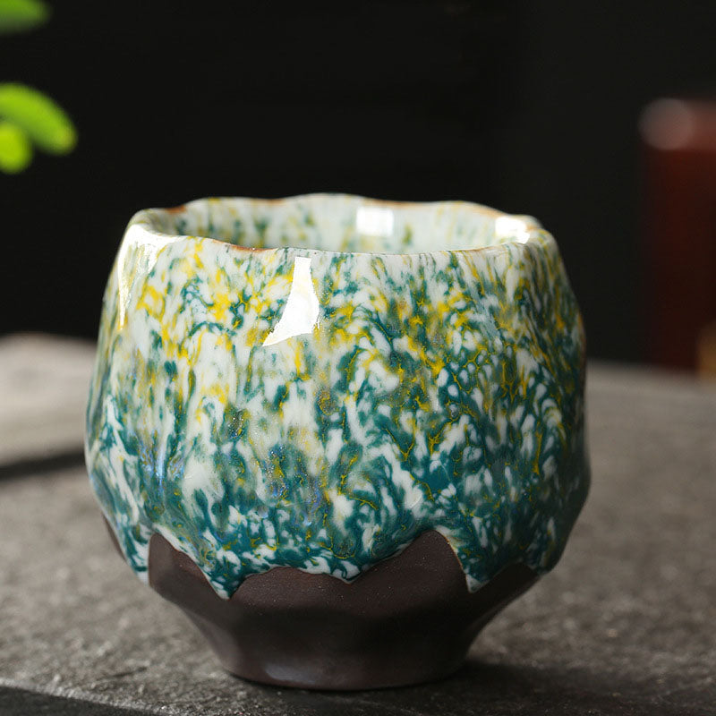 Vibrant Ceramic Zen Teacup 130ml | Orange Red or Green Yellow